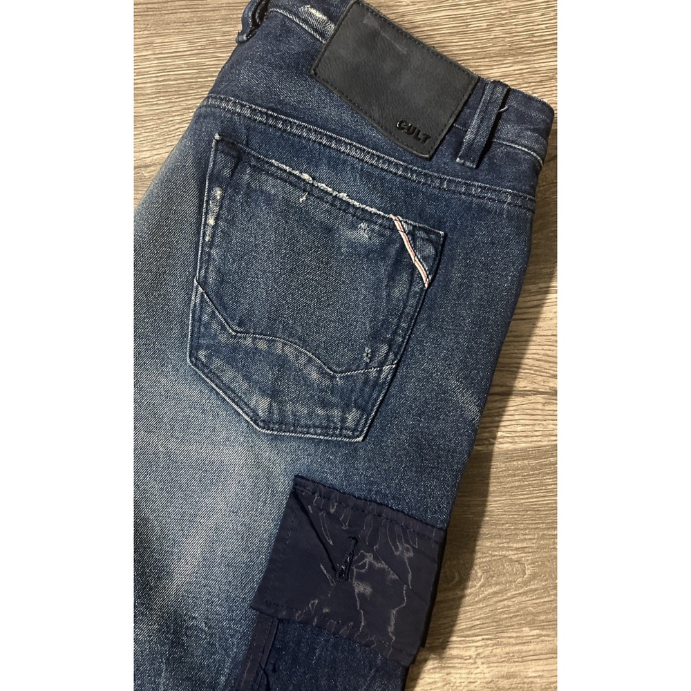 Cult Of Individuality Rocker Cargo Dark Wash Straight Blue Jeans Size 36 (38x33)